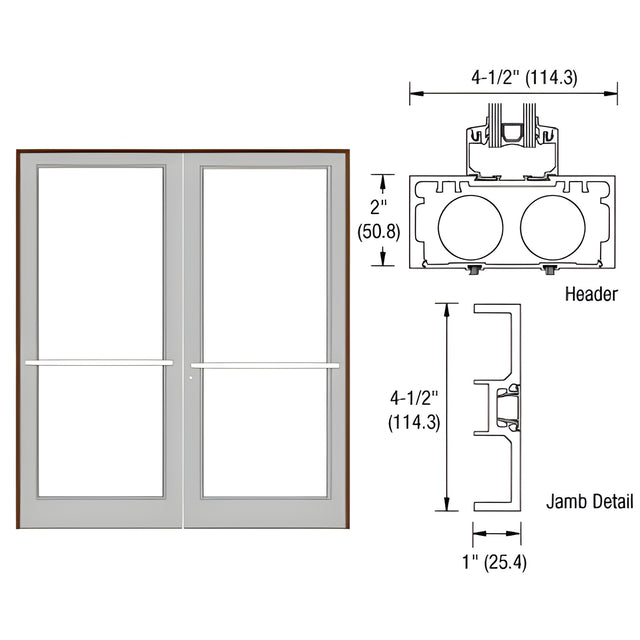 CRL-U.S. Aluminum Dark Bronze/Black Anodized Class 1 Series DF800 Up/Over Sub Frame for a Pair of Doors