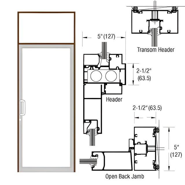 CRL-U.S. Aluminum Dark Bronze/Black Anodized Class 1 Series IG500 Custom Transom Door Frame for Geared Hinged, CVR Strike, and Overhead Concealed Closer