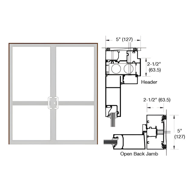 CRL-U.S. Aluminum Dark Bronze/Black Anodized Class 1 Series IG500 Custom Up/Over Door Frame for Geared Hinged, CVR Strike, and Overhead Concealed Closer