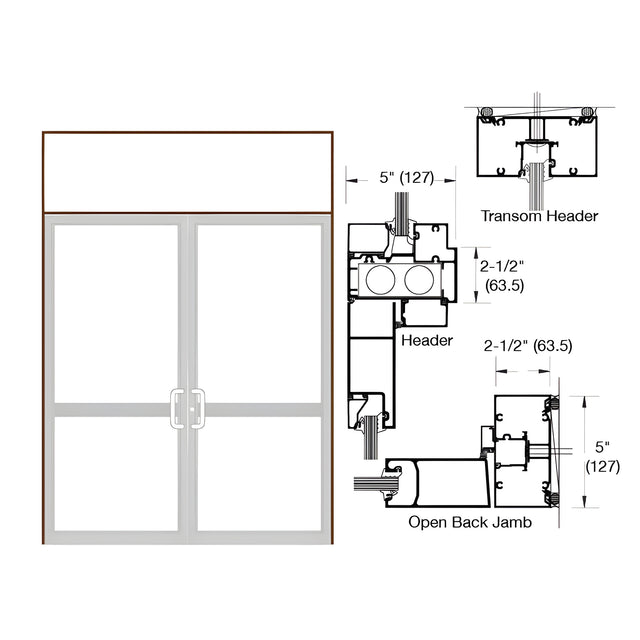 CRL-U.S. Aluminum Dark Bronze/Black Anodized Class 1 Series IG500 Custom Transom Door Frame for Geared Hinged, CVR Strike, and Overhead Concealed Closer