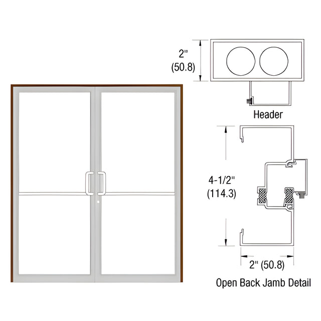CRL-U.S. Aluminum Dark Bronze/Black Anodized Class 1 Thermally Improved Up and Over Frame for a Pair of Doors Prepped for Butt Hinges and Overhead Concealed Door Closers