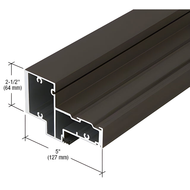 CRL-U.S. Aluminum Dark Bronze/Black Anodized Class 1 Transom Door Header for 9/16" Glass and Surface Closer - 24'-2"
