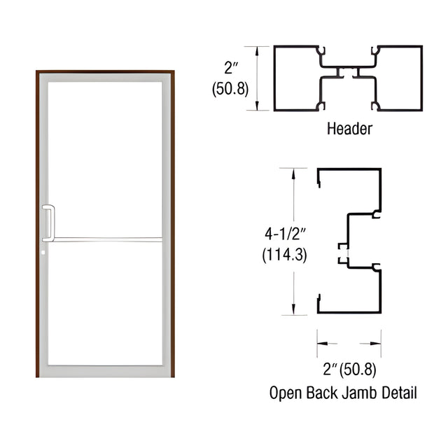 CRL-U.S. Aluminum Dark Bronze/Black Anodized Class 1 and Custom Size Series IT451 Open Back Butt Hinge Up and Over Frame Complete (1F)