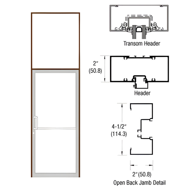 CRL-U.S. Aluminum Dark Bronze/Black Anodized Class 38" x 126" Series IT451 Open Back Offset Pivot Transom Door Frame Complete (1FT)