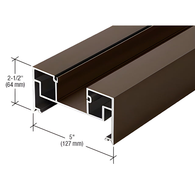 CRL-U.S. Aluminum Deep Pocket Door Jamb for 1-5/16" Glass, Dark Bronze/Black Anodized Class 1 - 24'-2"
