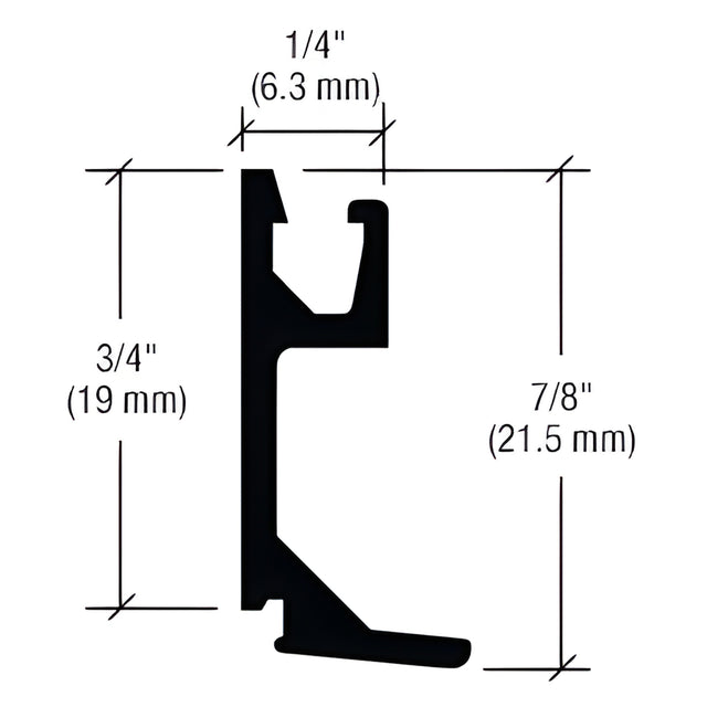 CRL-U.S. Aluminum Door Rail Glass Stop, Dark Bronze/Black Anodized Class 1 - 21'-2"