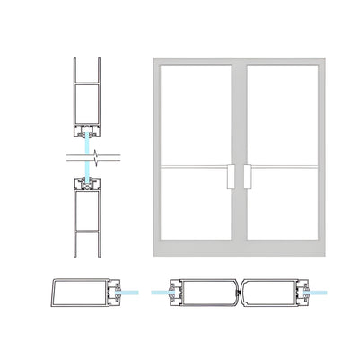 CRL-U.S. Aluminum Double Doors Medium Stile NOA 72" x 84" Non Impact Offset Pivoted Door Bronze Black Anodized