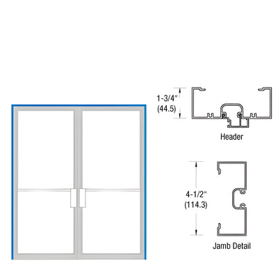 CRL-U.S. Aluminum Double Doors NOA 1-3/4" x 4-1/2" Up and Over Frame for Pair 72" x 84" Doors with Offset Pivots for Surface Mount Closer Bronze Black Anodized