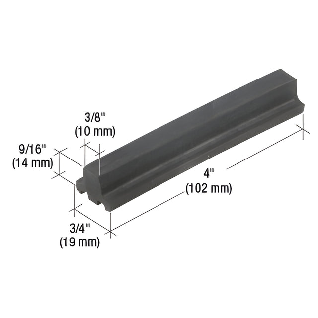 CRL-U.S. Aluminum EPDM 4" Setting Block for 1/4" Exterior Glazing - 100/Pk