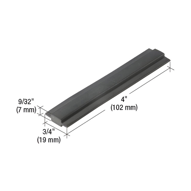 CRL-U.S. Aluminum EPDM 4" Setting Block for 1/4" Glazing - 100/Pk