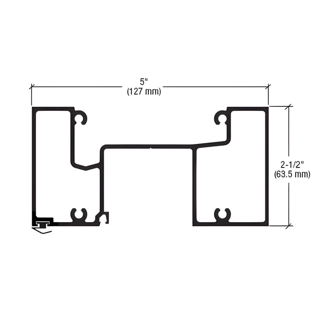 CRL-U.S. Aluminum Head Mullion With Door Seal for 1" Glass, Dark Bronze/Black Anodized Class 1, 24'-2"