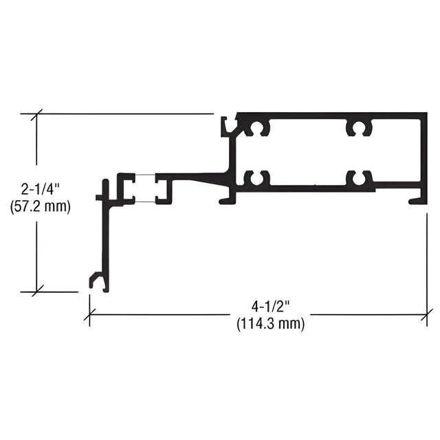 CRL-U.S. Aluminum Horizontal Mullion 2-1/2" x 4-1/2", Thermally Improved, Dark Bronze Anodic- 24'-2"