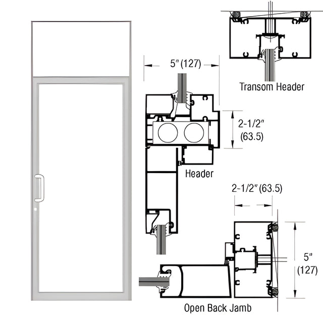CRL-U.S. Aluminum IG500 Series Clear Anodized Class 1 Custom Transom Door Frame for Butt Hinge and Overhead Concealed Closer