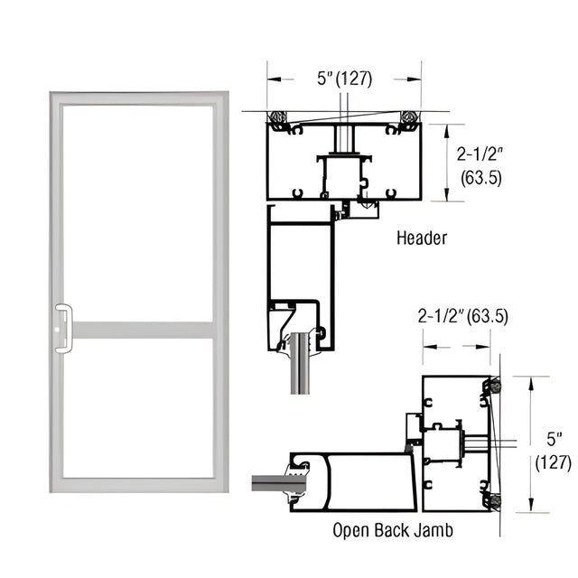 CRL-U.S. Aluminum IG500 Series Clear Anodized Class 1 Custom Up/Over Butt Hinge Door Frame
