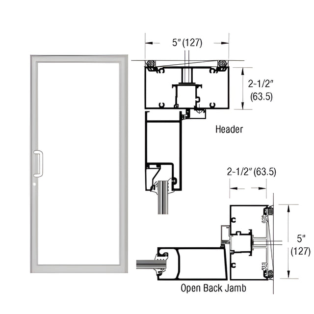 CRL-U.S. Aluminum IG500 Series Clear Anodized Class 1 Custom Up/Over Door Frame for Geared Hinge and Surface Closer