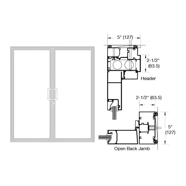 CRL-U.S. Aluminum IG500 Series Clear Anodized Class 1 Custom Up/Over Door Frame for Butt Hinge and Overhead Concealed Closer