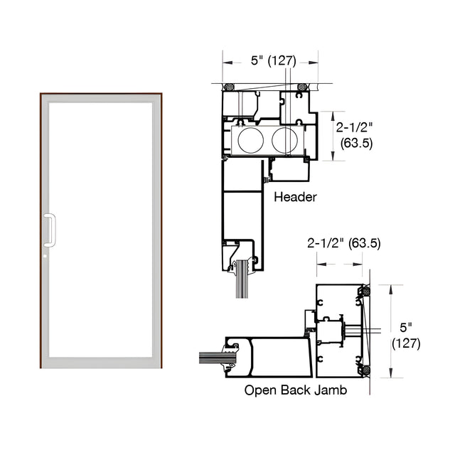 CRL-U.S. Aluminum IG500 Series Dark Bronze/Black Anodized Class 1 Custom Up/Over Door Frame for Butt Hinge and Overhead Concealed Closer