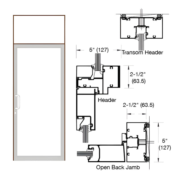 CRL-U.S. Aluminum IG500 Series Dark Bronze/Black Anodized Class 1 Custom Transom Butt Hinge Door Frame