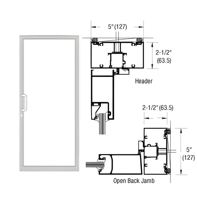 CRL-U.S. Aluminum IG500 Series White KYNAR® Paint Custom Up/Over Butt Hinge Door Frame