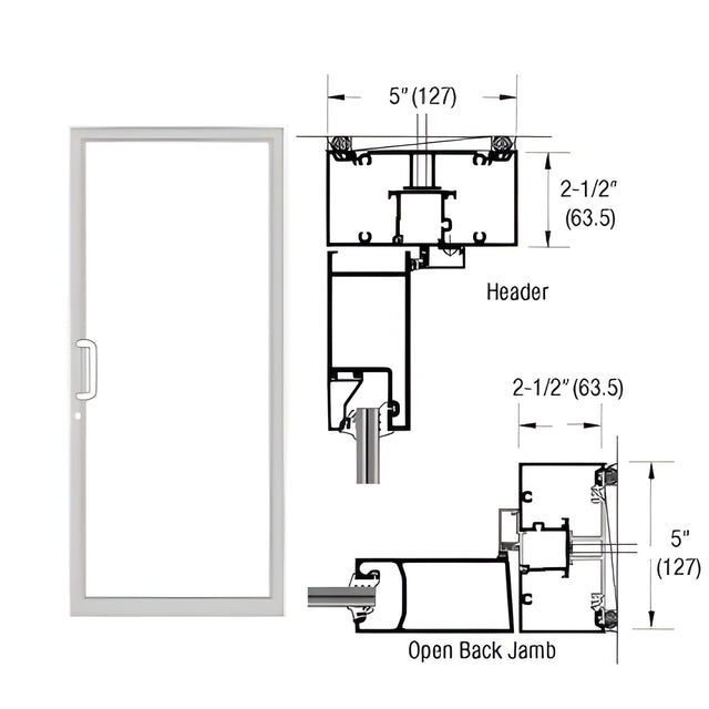 CRL-U.S. Aluminum IG500 Series White KYNAR® Paint Custom Up/Over Door Frame for Geared Hinge and Surface Closer