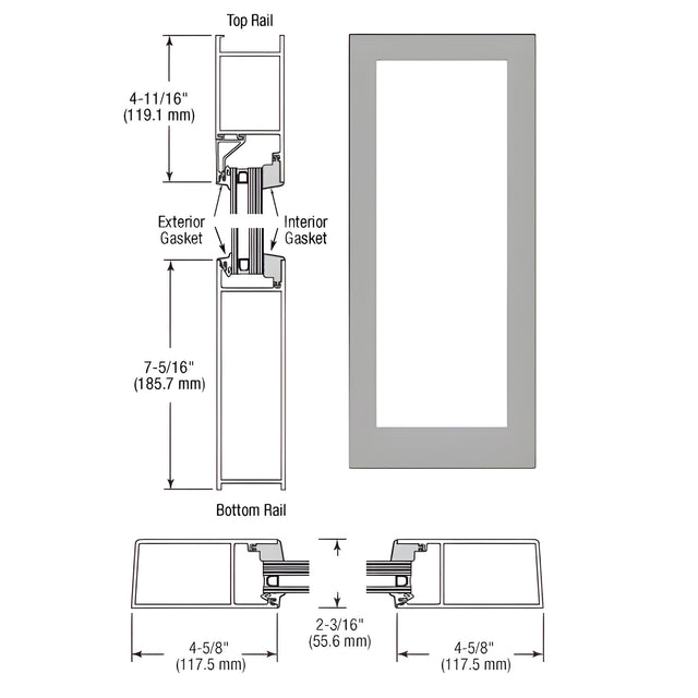 CRL-U.S. Aluminum IG600 Series Clear Anodized Blank Single Hurricane Resistant Offset Hung Entrance Door- No Prep