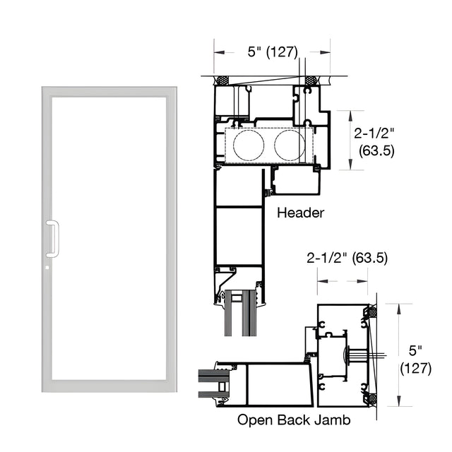 CRL-U.S. Aluminum IG600 Series Clear Anodized Custom Up/Over Door Frame for Geared Hinged and Overhead Concealed Closer