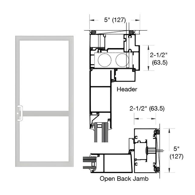 CRL-U.S. Aluminum IG600 Series Clear Anodized Custom Up/Over Door Frame for Butt Hinge, CVR Panic, and Overhead Concealed Closer