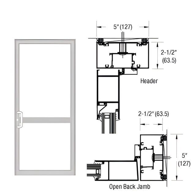 CRL-U.S. Aluminum IG600 Series Clear Anodized Custom Up/Over Door Frame for Geared Hinge, CVR Strike, and Surface Closer