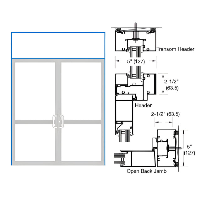 CRL-U.S. Aluminum IG600 Series Custom KYNAR® Paint Custom Transom Butt Hinge Two Door Frames