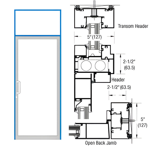 CRL-U.S. Aluminum IG600 Series Custom KYNAR® Paint Custom Transom Door Frame for Butt Hinge and Overhead Concealed Closer