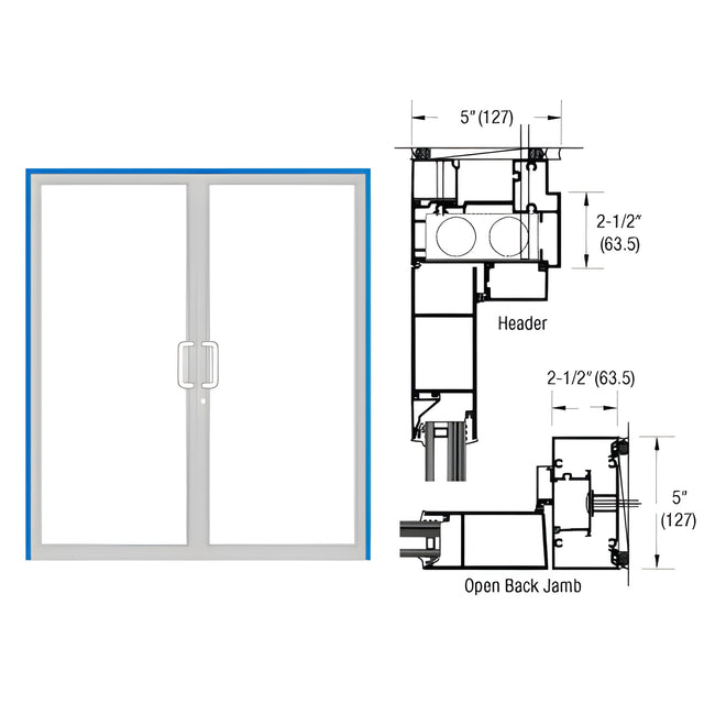 CRL-U.S. Aluminum IG600 Series Custom KYNAR® Paint Custom Up/Over Door Frame for Geared Hinged and Overhead Concealed Closer