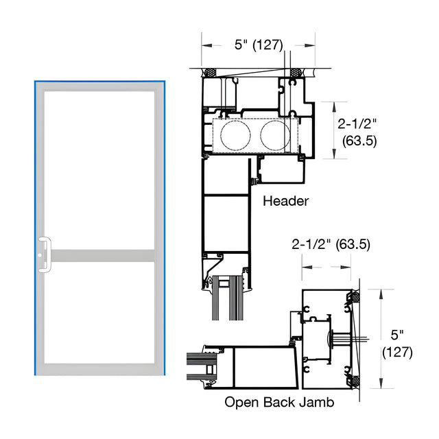 CRL-U.S. Aluminum IG600 Series Custom KYNAR® Paint Custom Up/Over Door Frame for Butt Hinge, CVR Panic, and Overhead Concealed Closer