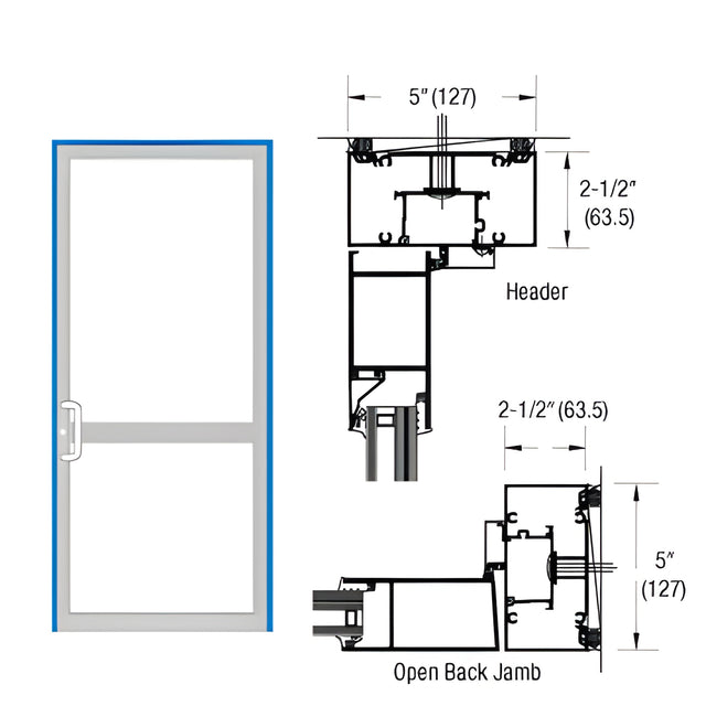 CRL-U.S. Aluminum IG600 Series Custom KYNAR® Paint Custom Up/Over Door Frame for Geared Hinge, CVR Strike, and Surface Closer