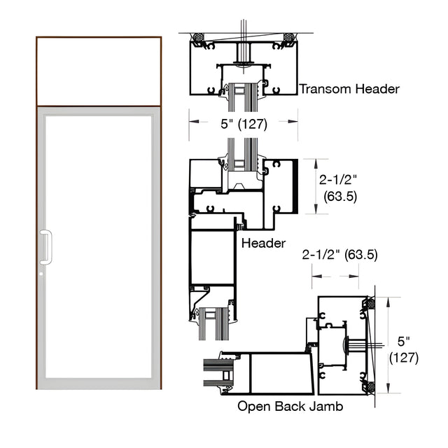 CRL-U.S. Aluminum IG600 Series Dark Bronze/Black Anodized Class 1 Custom Transom Butt Hinge Door Frame