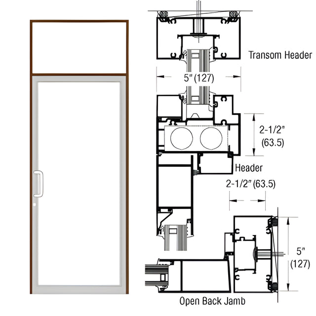 CRL-U.S. Aluminum IG600 Series Dark Bronze/Black Anodized Class 1 Custom Transom Door Frame for Geared Hinged and Overhead Concealed Closer