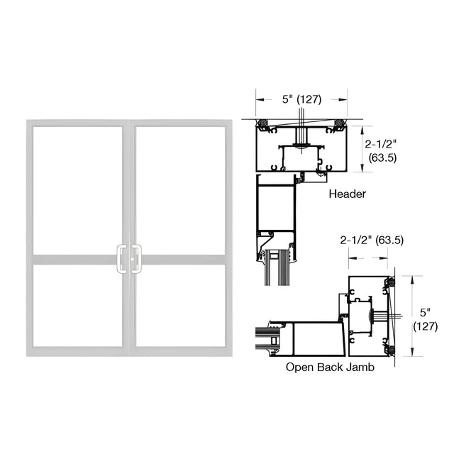 CRL-U.S. Aluminum IG600 Series White KYNAR® Paint Custom Up/Over Door Frame for Geared Hinge, CVR Strike, and Surface Closer