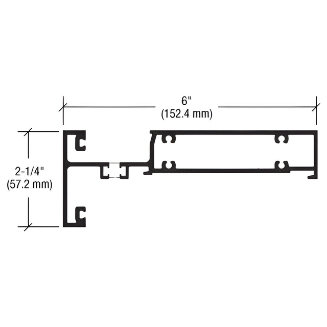 CRL-U.S. Aluminum Interior Glazed Horizontal 2-1/4" x 5.92", Thermally Improved, Dark Bronze Anodic- 24'-2"