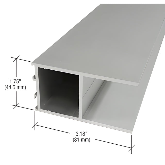 CRL-U.S. Aluminum Narrow Stile Bottom Rail and Medium Stile Top Rail 3-3/16", Clear Anodized Class 1 - 21'-6"