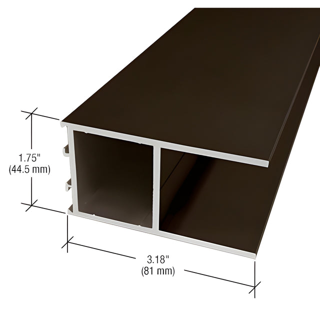 CRL-U.S. Aluminum Narrow Stile Bottom Rail and Medium Stile Top Rail 3-3/16", Dark Bronze/Black Anodized Class 1 - 21'-6"