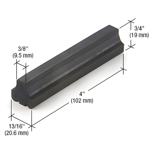 CRL-U.S. Aluminum OS-2 EPDM 4" Setting Block for 1/4" Exterior Glazing- 100/Pk
