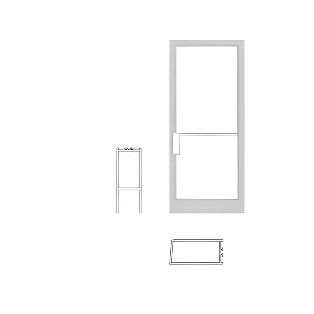 CRL-U.S. Aluminum Single Medium Stile NOA LHSO 36" x 84" Non Impact Offset Pivoted Door White KYNAR® Paint