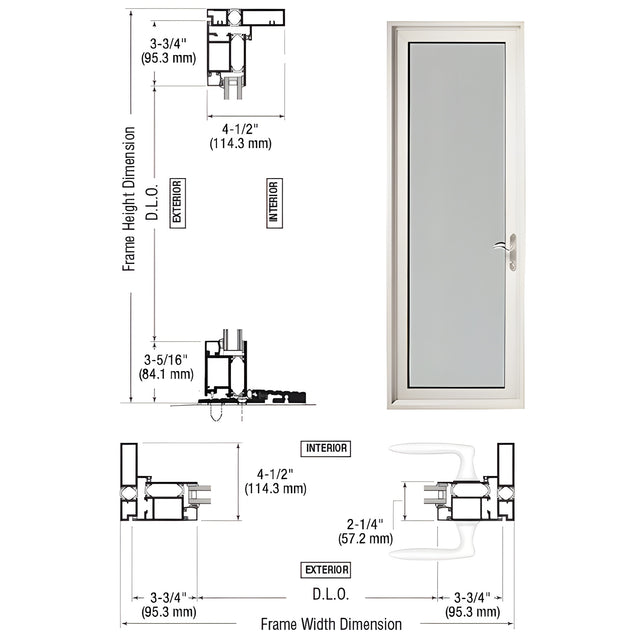 CRL-U.S. Aluminum White KNYAR® Paint Series 925 Single Patio Door Hinge Right Swing Out