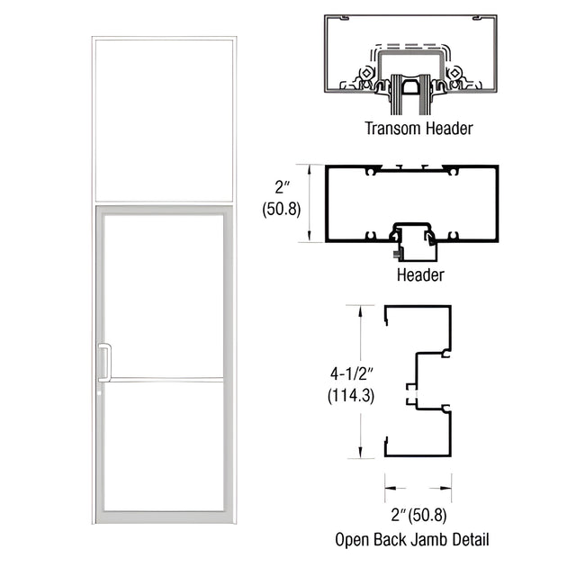 CRL-U.S. Aluminum White KYNAR® Paint 38" x 126" Series IT451 Open Back Offset Pivot Transom Door Frame Complete (1FT)