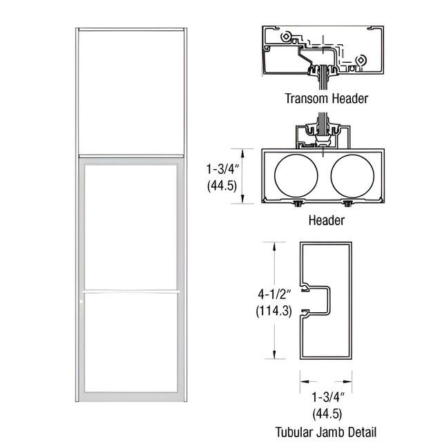 CRL-U.S. Aluminum White KYNAR® Paint 39-1/2" x 126" Series 450 Tubular Center Hung Transom Frame Complete (1FT)