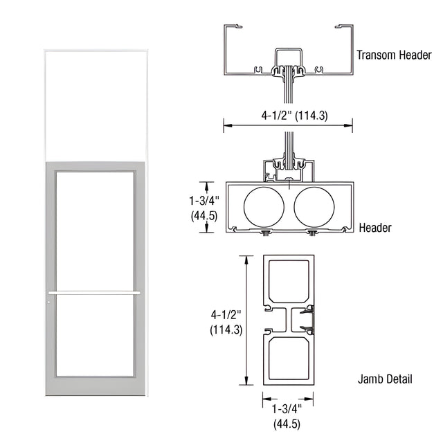 CRL-U.S. Aluminum White KYNAR® Paint 39-1/2" x 126" Series DF800 Tubular Center Hung Transom Frame Complete (1FT)