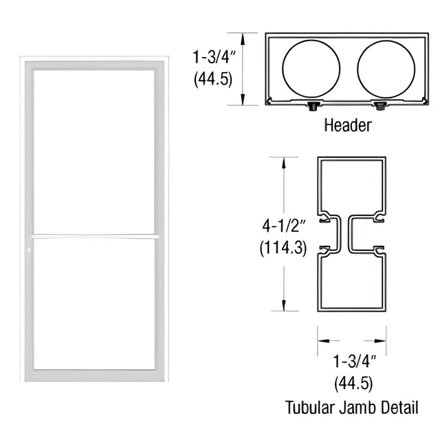 CRL-U.S. Aluminum White KYNAR® Paint 39-1/2" x 85-3/4" Series 450 Tubular Center Hung Up and Over Frame Complete (1F)