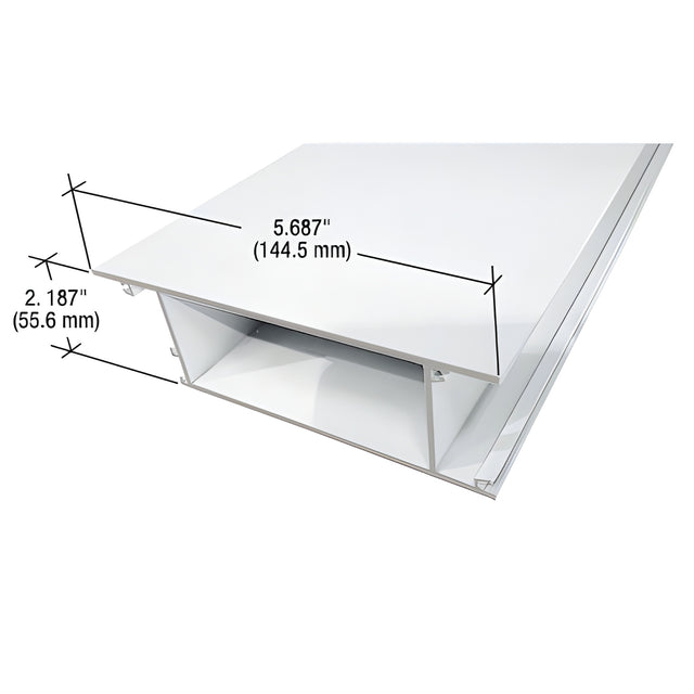 CRL-U.S. Aluminum White KYNAR® Paint 5-11/16" Top Door Rail for 1-5/16" Glass, 21'0