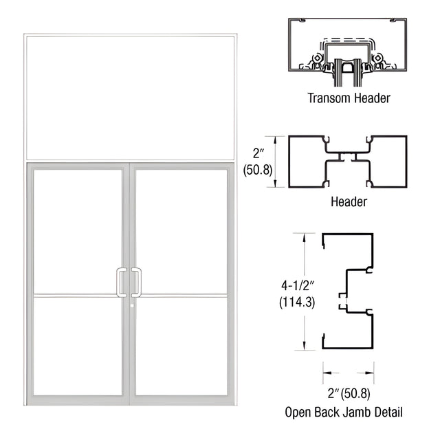 CRL-U.S. Aluminum White KYNAR® Paint 74" x 126" Series IT451 Open Back Butt Hinge Transom Frame Complete (2FT)