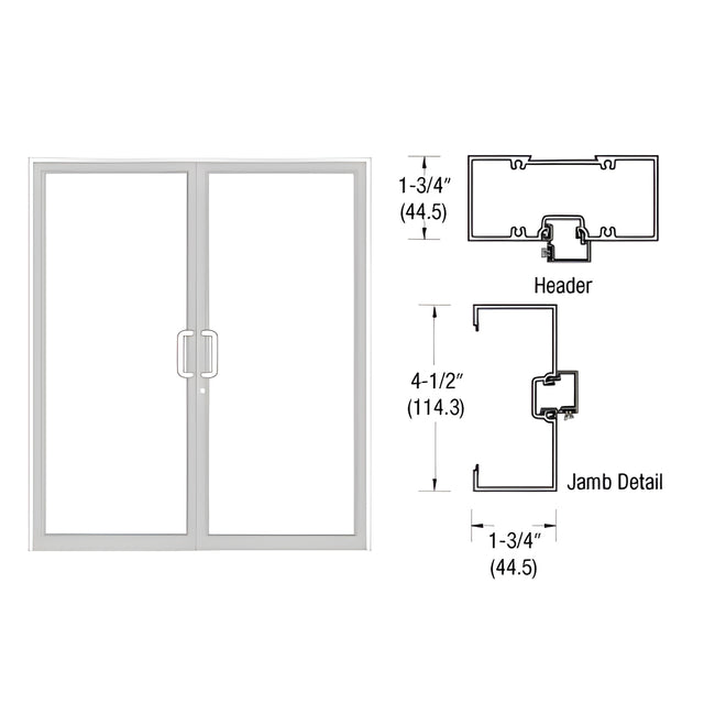 CRL-U.S. Aluminum White KYNAR® Paint 75-1/2" x 85-3/4" Series 450 Open Back Butt Hinge Up and Over Frame Complete (2F)