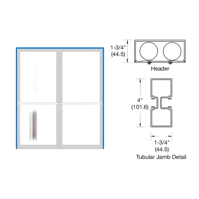 CRL-U.S. Aluminum White KYNAR® Paint 75-1/2" x 85-3/4" Up and Over Double Door Frame for Center Hung OHCC
